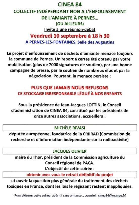 Annonce Réunion Débat 10 septembre 2010